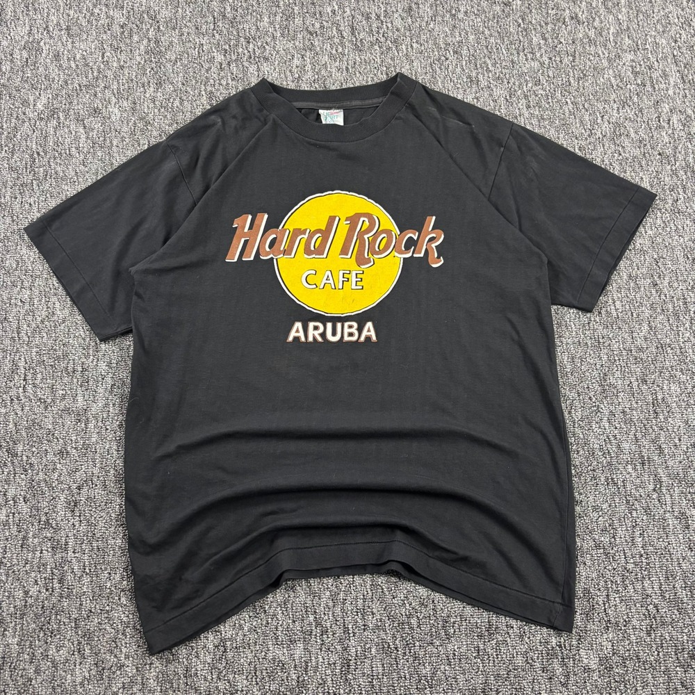 90s Vintage Hard Rock Cafe Aruba Single Stitch Travel T-Shirt Men XL